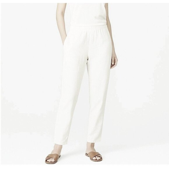 J. Jill Love Linen Pants XS White 100% Linen Tapered Leg Pull-On Lightweight - Picture 1 of 9